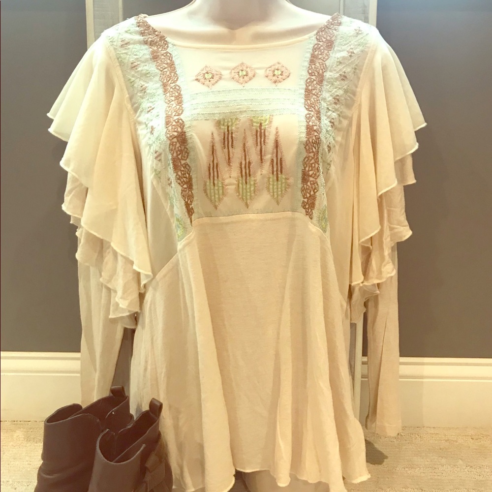 FREE PEOPLE Embroidered Top